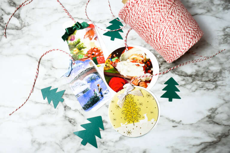 How to make gift tags from holiday cards with Cricut
