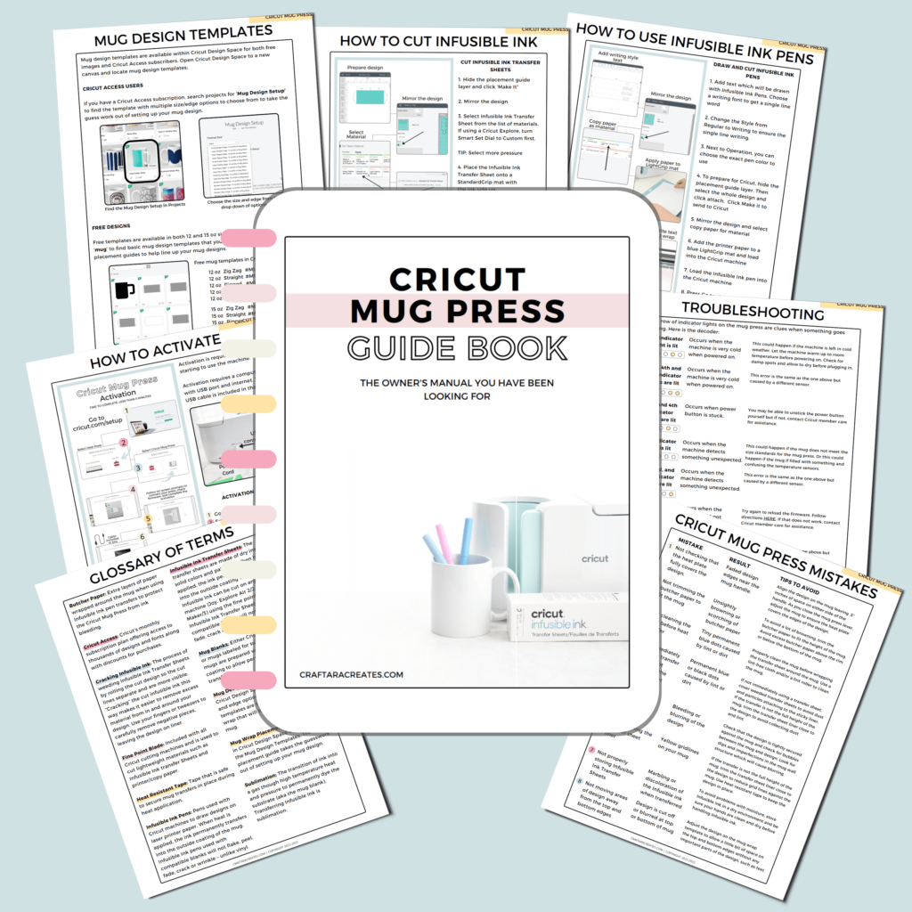 Cricut Mug Press Guide and pages