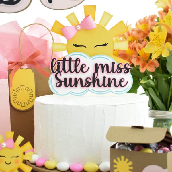 DIY Sunshine Party for a baby shower: Little Miss Sunshine cake topper