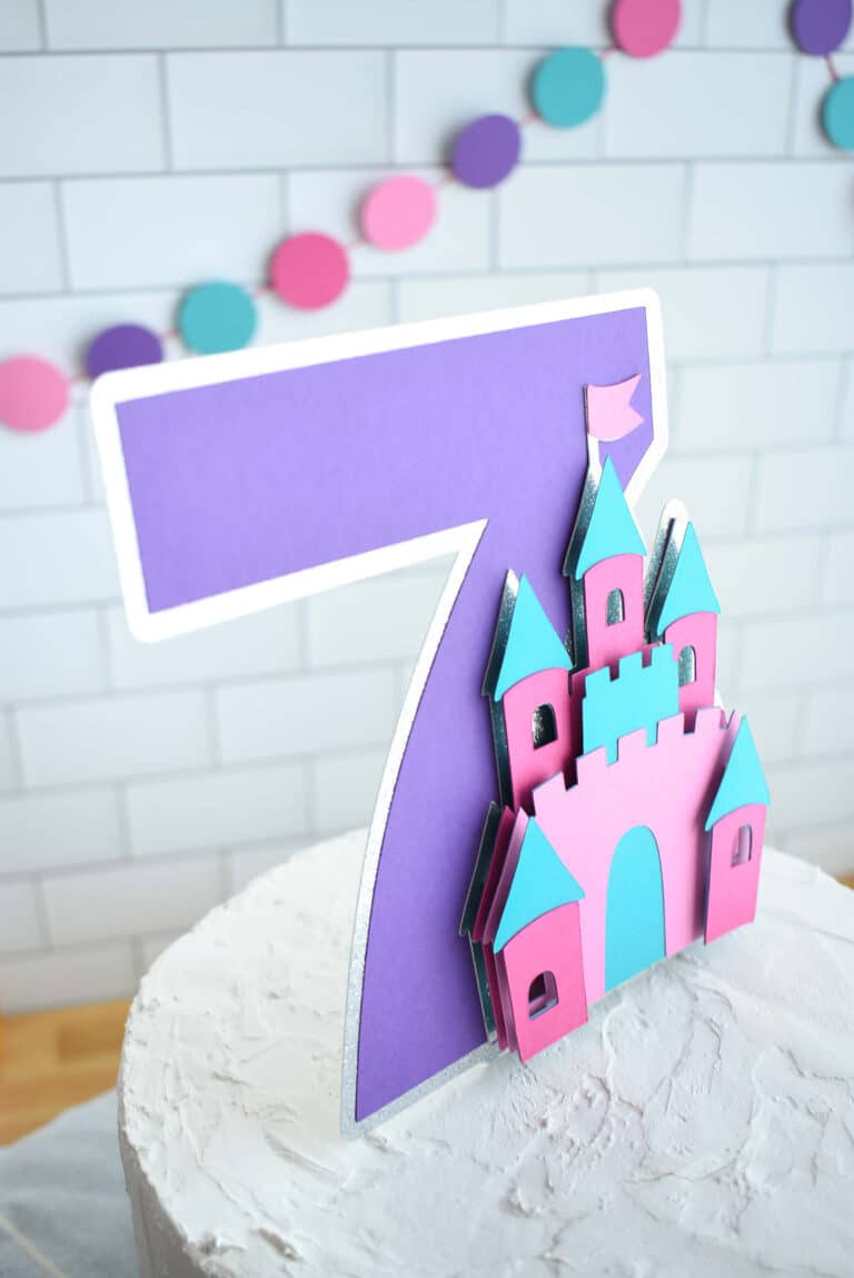 Cricut made number 7 princess cake topper